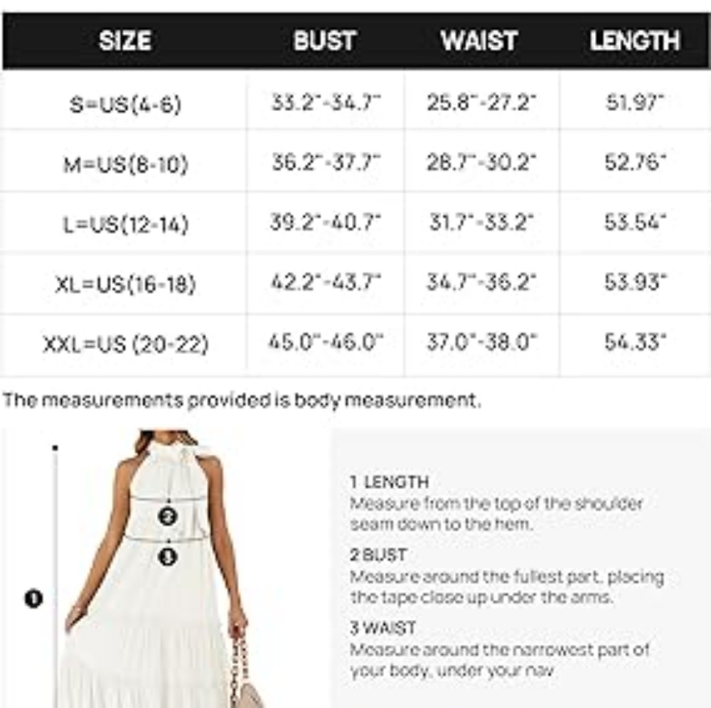 Boho Halter Maxi Dresses 2024 Casual Sleeveless Pleated Tiered Flowy Dress - Picture 6 of 7